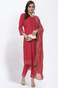 Pink LIVA Straight Suit Set image number 7